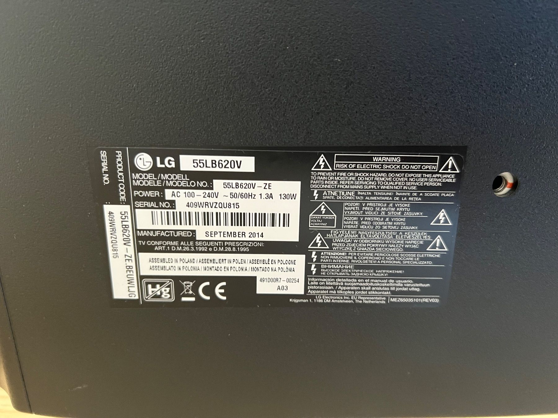 LG Televisori: TV LG 55 fabriqué 2014 model 55LB620V – Usato da Prilly venduto da sdf_h9m5 2