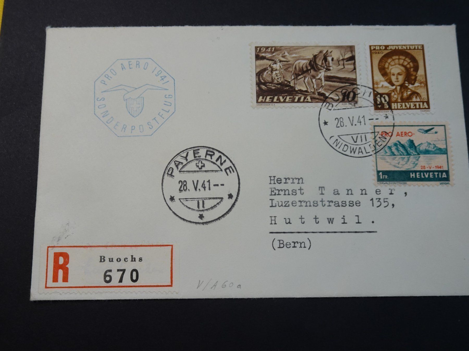 Tutti i francobolli: 28.V.41.; PRO AERO 1941, PAYERNE - BOUCHS – Nuovo (secondo la descrizione) da Eschenbach SG venduto da eDaisy