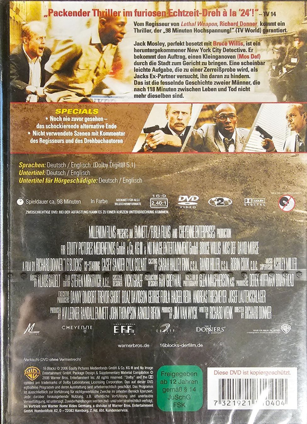 Alle DVDs: 16 Blocks – Neu und originalverpackt aus Wahlen b. Laufen von Cg10 1