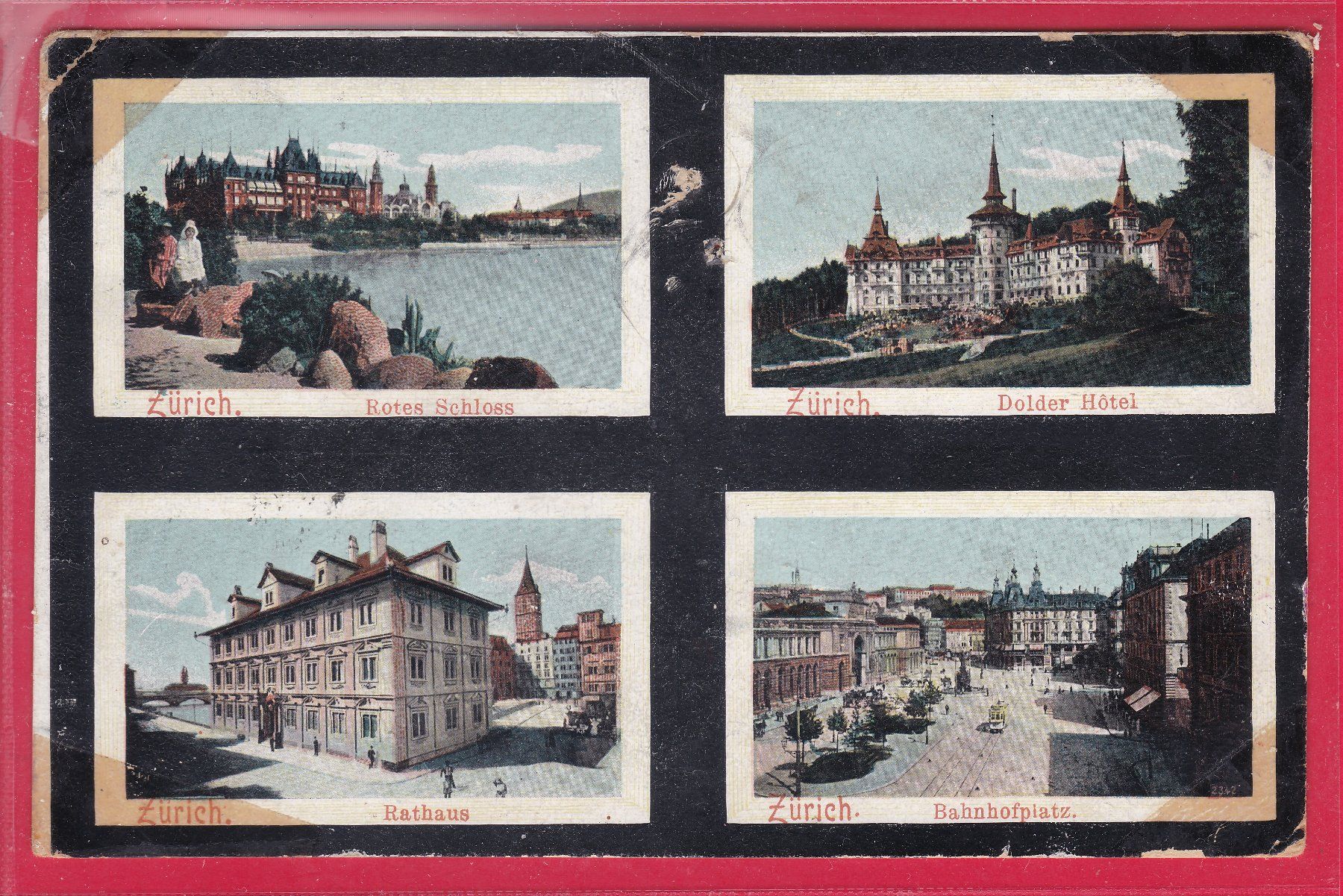 Cartoline postali: ZÜRICH, 4 ANSICHTEN, 2.4.1903 – Usato da Oberrieden venduto da Gebirgsstelze