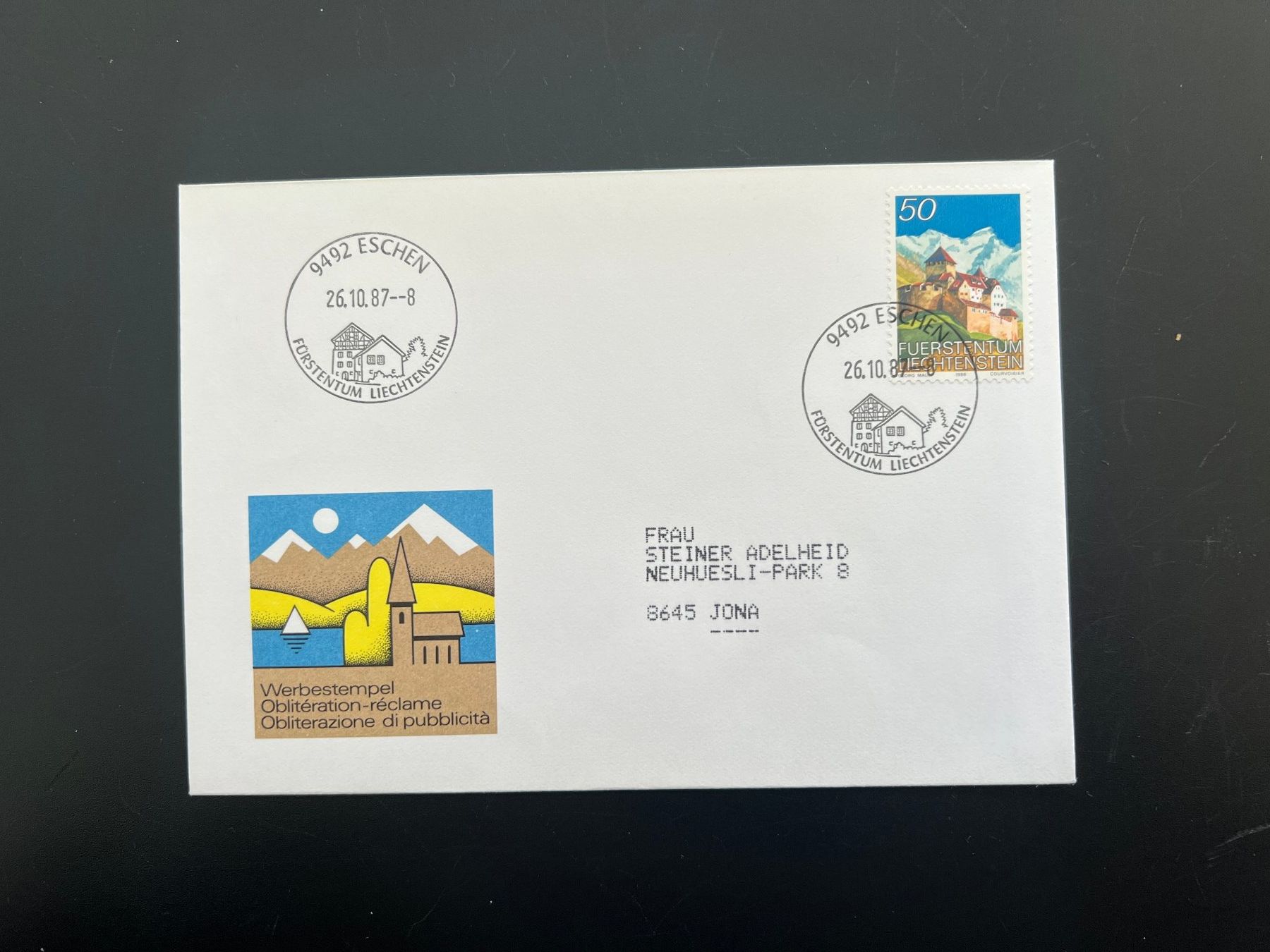 Tutti i francobolli: Eschen Erstagbrief-Werbe-Stempel  (M936) – Usato da Hinwil venduto da Sidi4