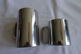 2 Becher, Tassen aus Chromstahl
