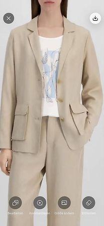 NILE Damen-Blazer Beige Gr. 38 mit Gürtel  Neu