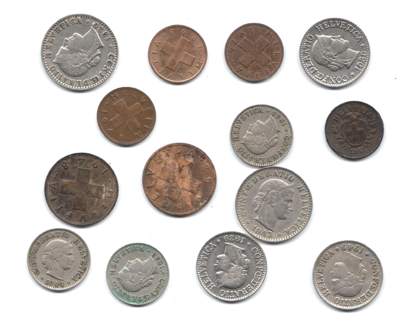 Tutti le monete: Monnaie Suisse - 14 pièces dès 1920 – Usato da Chavornay venduto da 4dphila