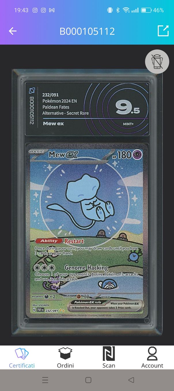 Pokémon Carte collezionabili: Mew Ex 232/091 9.5 AiGrading – Nuovo (secondo la descrizione) da Locarno venduto da ire_kcx8 2