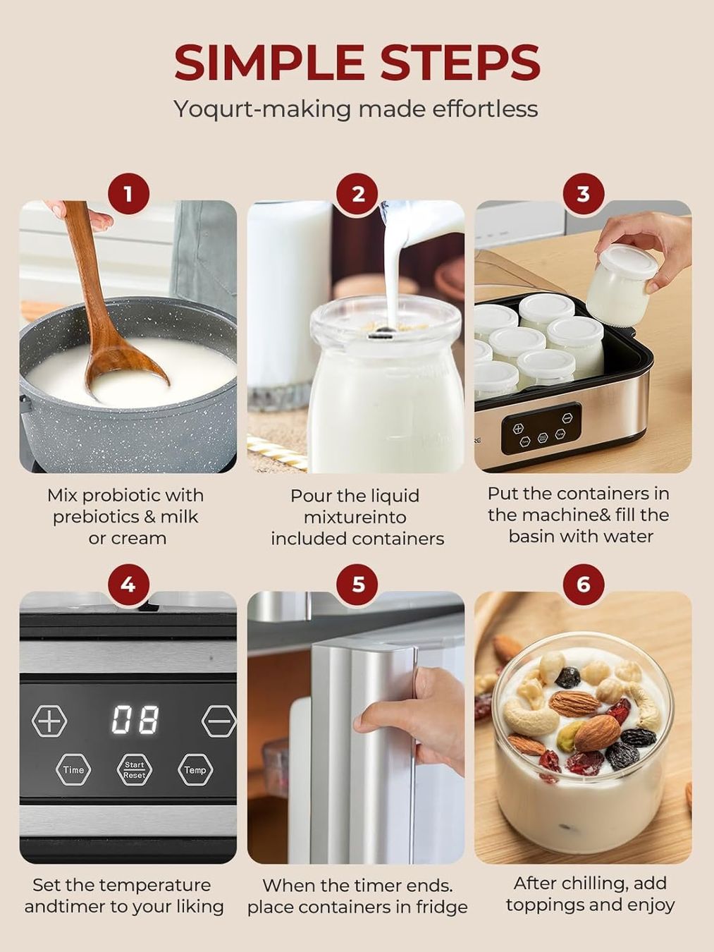 Elettrodomestici da cucina: Joghurtbereiter mit 8 Gläsern und Timerfunktion – Nuovo e nell'imballaggio originale da Herisau venduto da Senn24 5