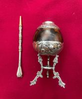 Antique coupe à maté et bombilla.Argent massif 0.800  et Or