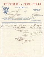 Roveredo (GR) Fattura Cantina Campelli Vini 1916