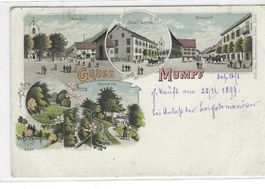 25.9.1899 LITHO Gruss a/MUMPF 5Bilder/Mittel-+Oberdorf,Hotel