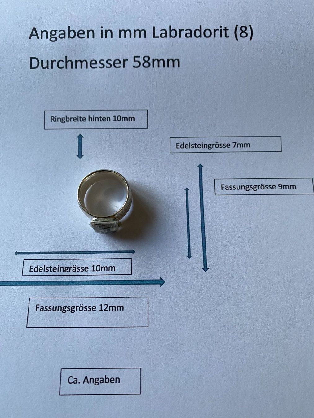 Anelli: Ring, Silber/Labradorit, Durchm.58mm (8) – Nuovo (secondo la descrizione) da Muri b. Bern venduto da Silberqualle 4