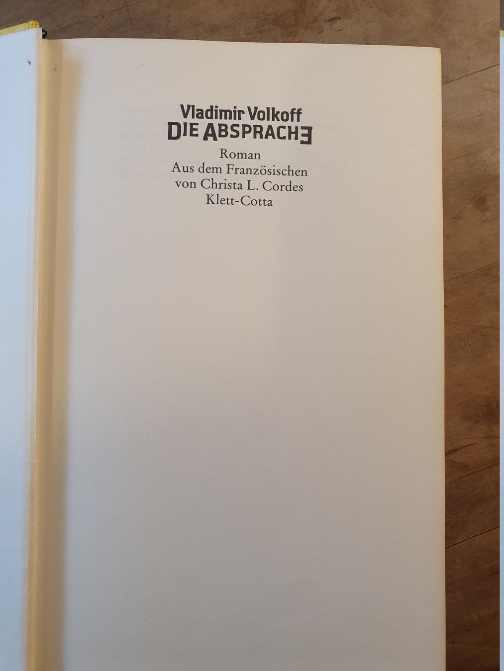 Libri: Die Abstprache Vladimir Volkoff Klett & Cotta – Usato da Zürich venduto da loosebone 2