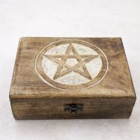 Schmuckschatulle Schmuckästchen Stern Pentagram Holz 20x15 L