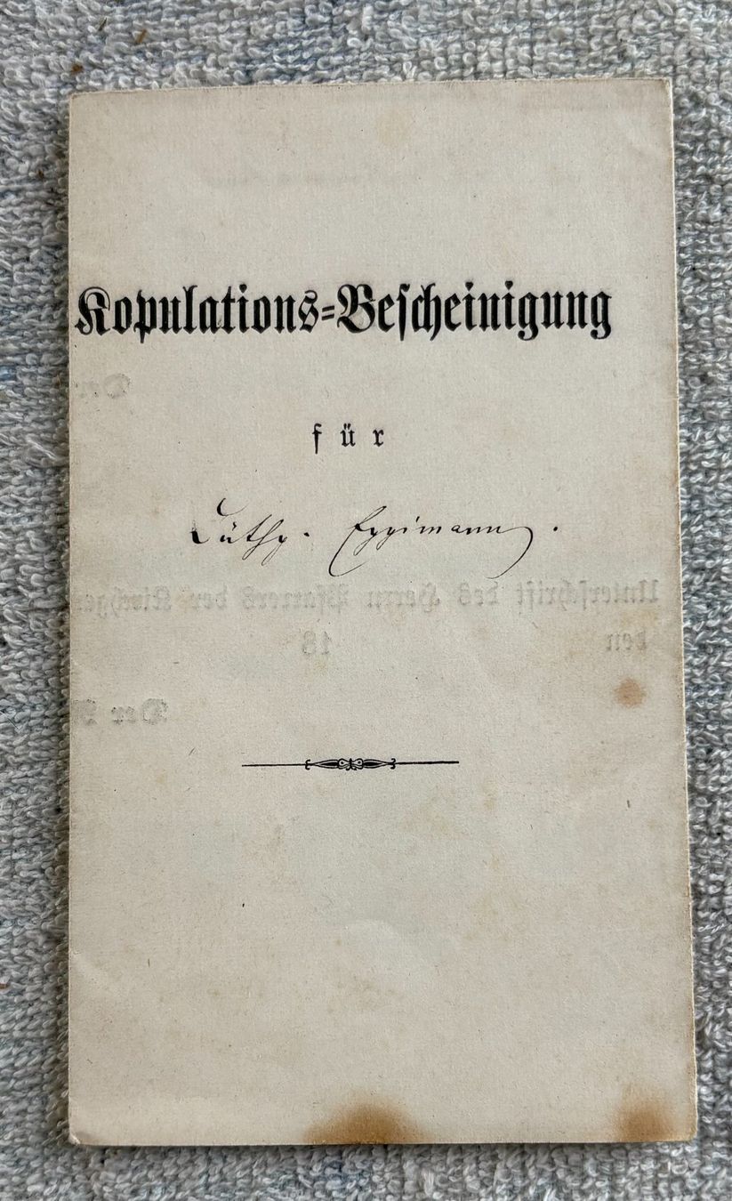 Dokumente: KOPULATIONS BESCHEINIGUNG KANTON BERN 1868 – Gebraucht aus Ostermundigen von wini63