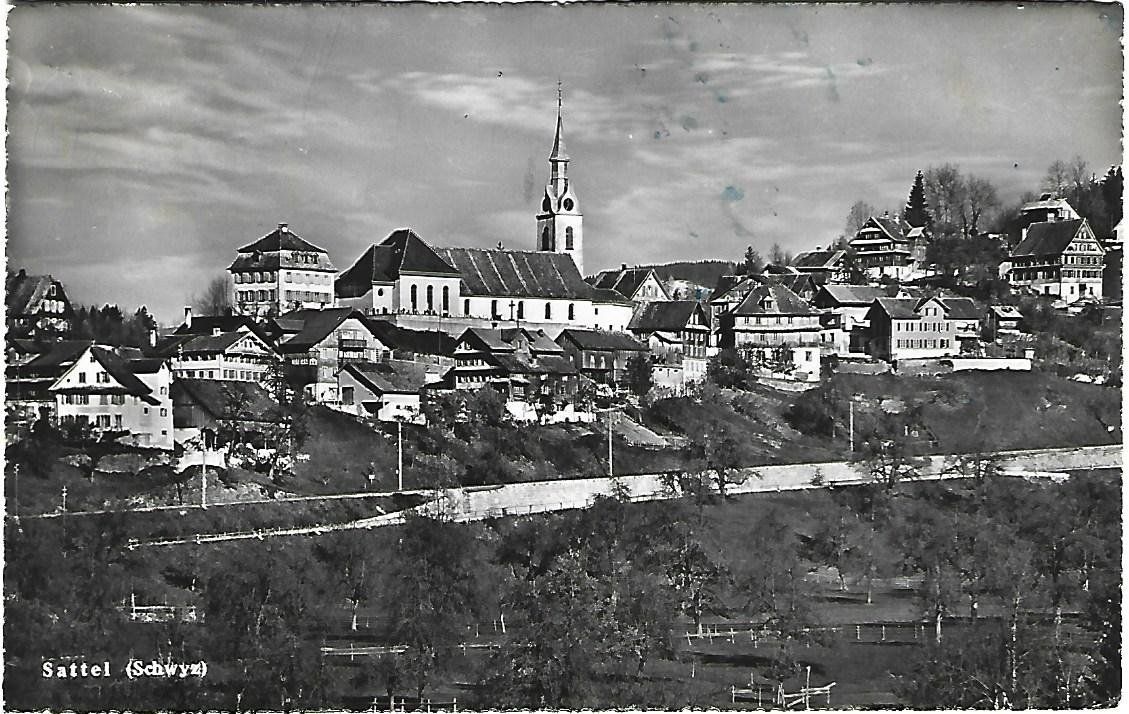 Cartoline postali: Sattel Dorfansicht SZ – Usato da Wetzikon ZH venduto da Brulu100