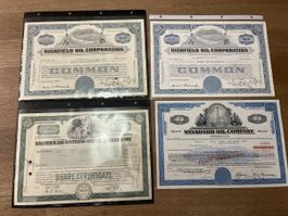 Richfield Oil & Standard Oil Aktien - 4 Stk. Vintage!