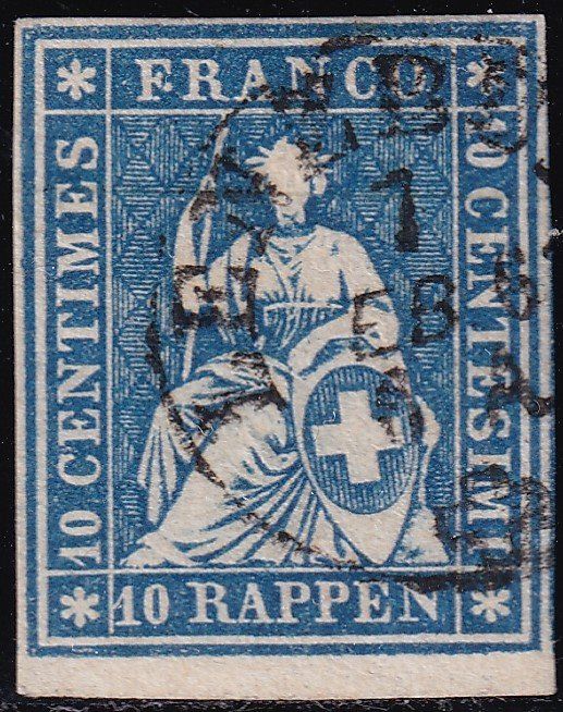 Tutti i francobolli: 1854/62 STRUBEL Zst.Nr.23G – Usato da geneve venduto da philatelie-marchand