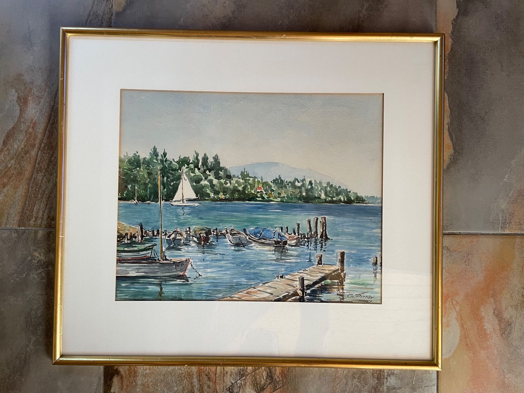 Gemälde: Guy PITTET. Le Léman. Aquarelle. 1961 – Gebraucht aus St-George von Raretefacts 1