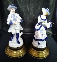 Lador Musikdosen, Porzellanfiguren Paar, blau-weiss, Antik
