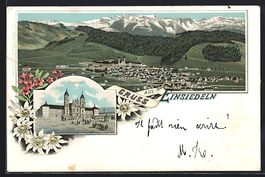 Litho Einsiedeln, Teilansicht, Kloster