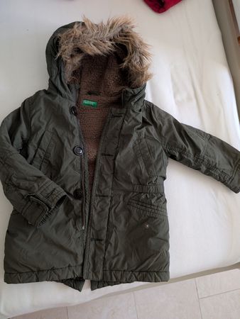 Benetton Winterjacke, Khaki, ca. Gr. 92/98
