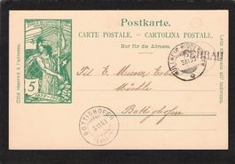 Stabstempel Gehrau auf UPU Karte,nach Bottighofen 3.Xl.1900