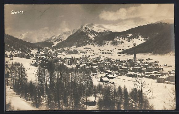Cartoline postali: AK Davos, Teilansicht im Schnee, 1924 – Usato da Berlin venduto da bartko-reher