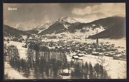 AK Davos, Teilansicht im Schnee, 1924