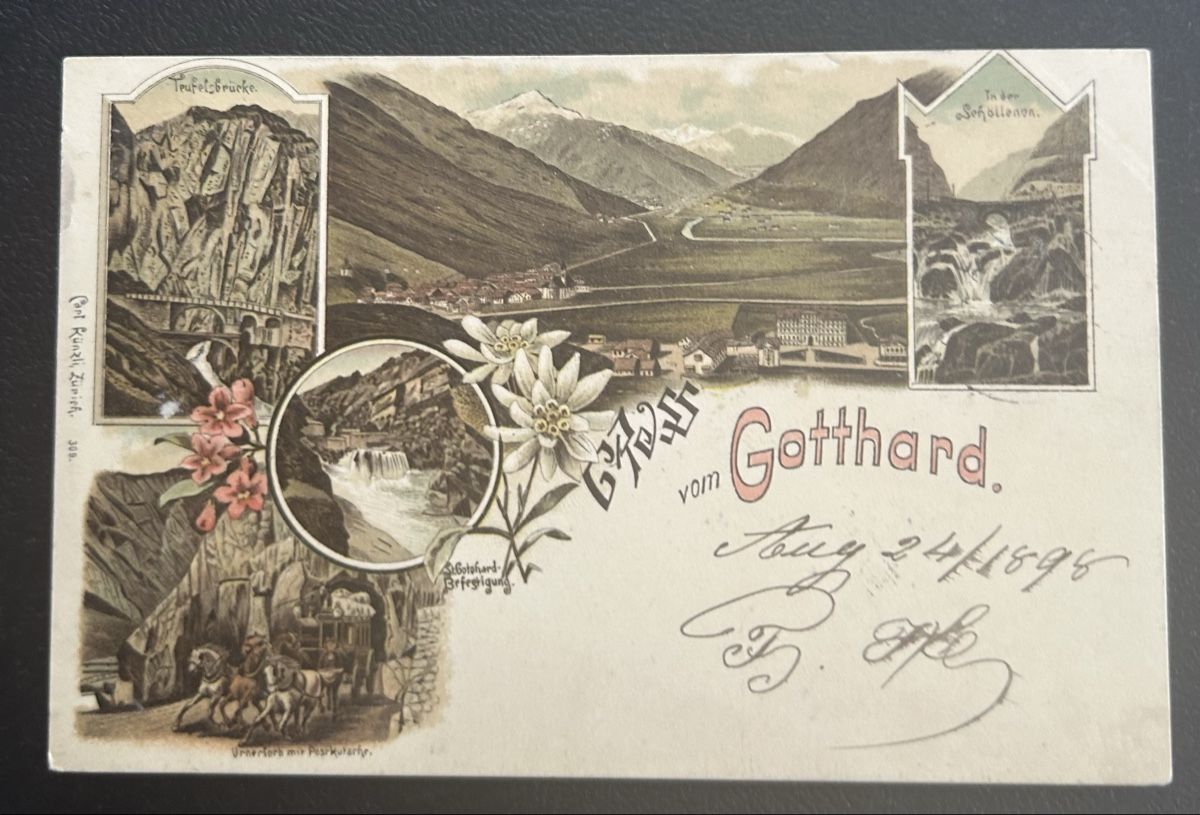 Cartoline postali: Gruss vom Gotthard Litho – Usato da Horw venduto da Tellbub