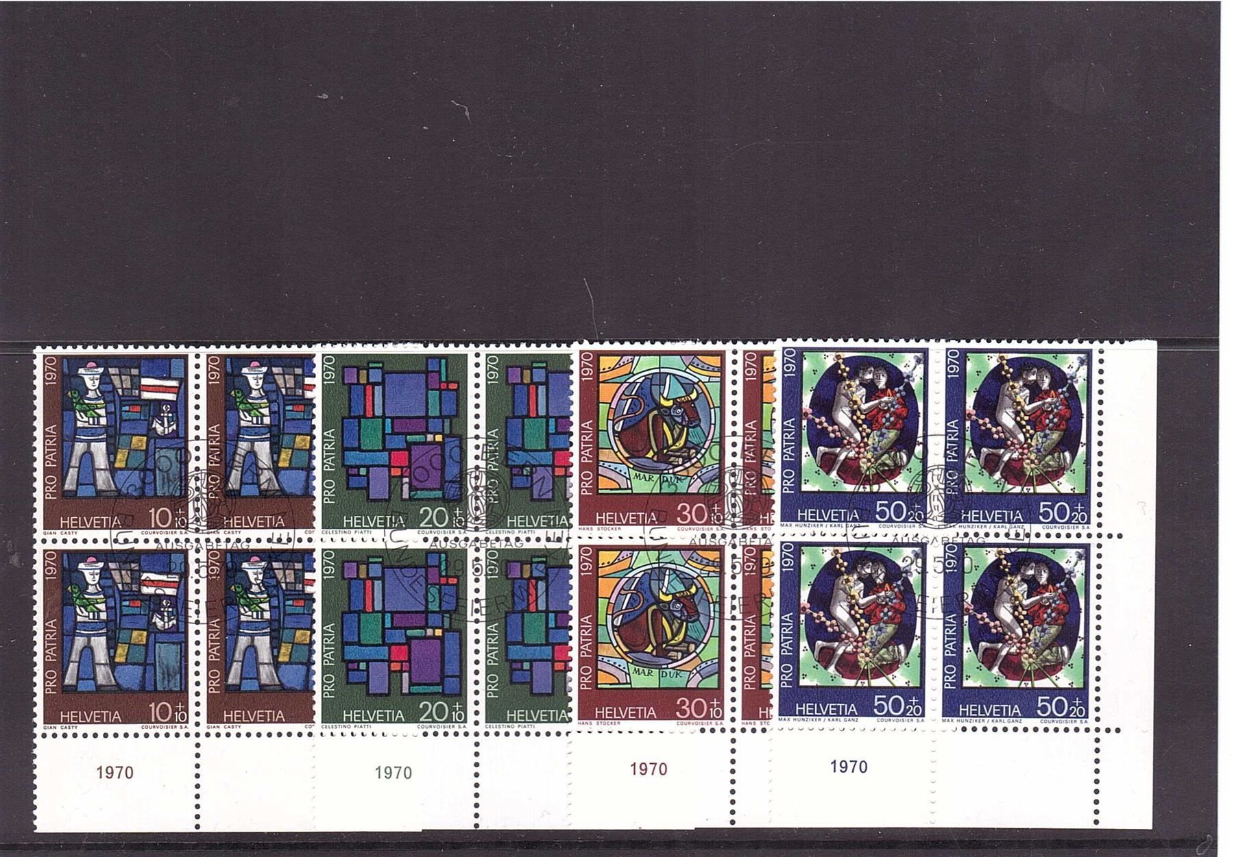 Tutti i francobolli: 1970  Pro Patria 4er mit Taps aus ABO – Usato da Rheinau venduto da loxis