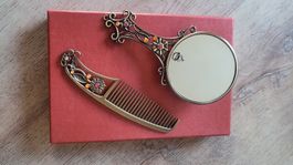 Antikes Spiegel- und Kammset mit Strass,Metal,Vintage Style