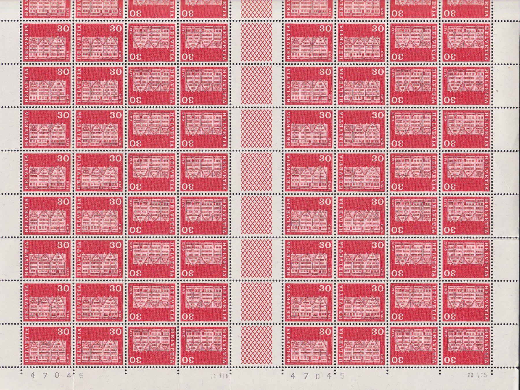 Tutti i francobolli: 1970, S72/K54 kompletter Bogen postfrisch **. – Usato da Sursee venduto da Luzernerraute 2