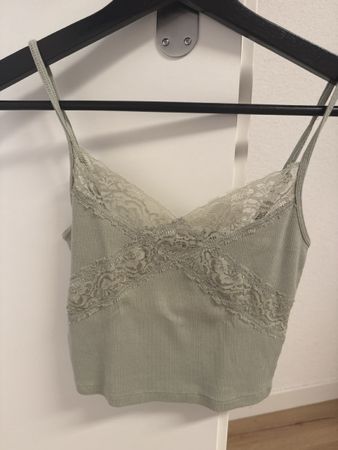 Tally Weijl Top, Grösse XS, Olivgrün, Spitze, Sommer!