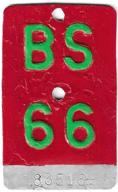 Insegne: Velonummer Basel Stadt 1966 BS 66 – Usato da Bülach venduto da bauchnuschti2