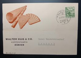 REKLAMEKARTE VON WALD NACH BRUNNEN 1949