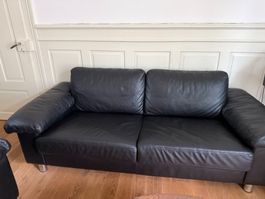 Machalke Designer Ledersofa – schwarzes Echtleder