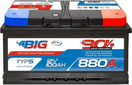 BIG +30% 12V 100Ah Autobatterie