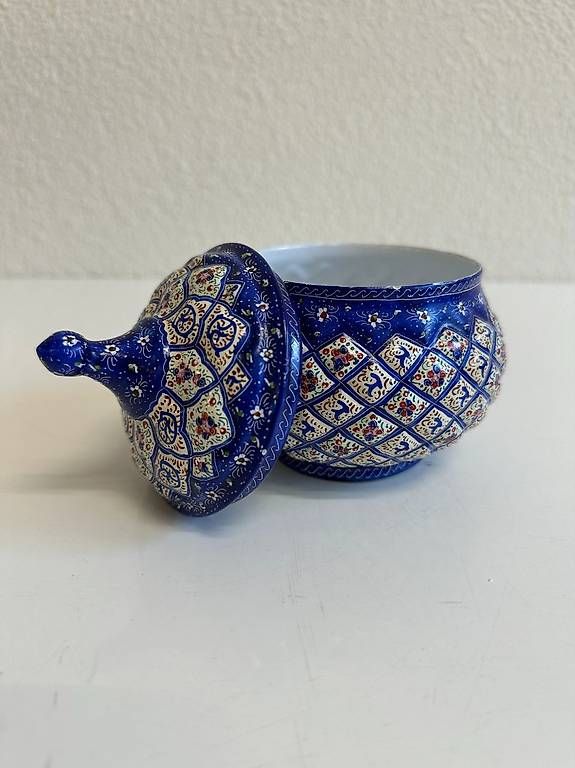 Zuccheriere: Orientalische Keramikdose mit Deckel – Usato da Obernau venduto da Arche_Noah_Brocki 3