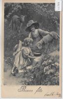 Bonne Fete - Mädchen mit Lämmer - P. Tarrant - Femme