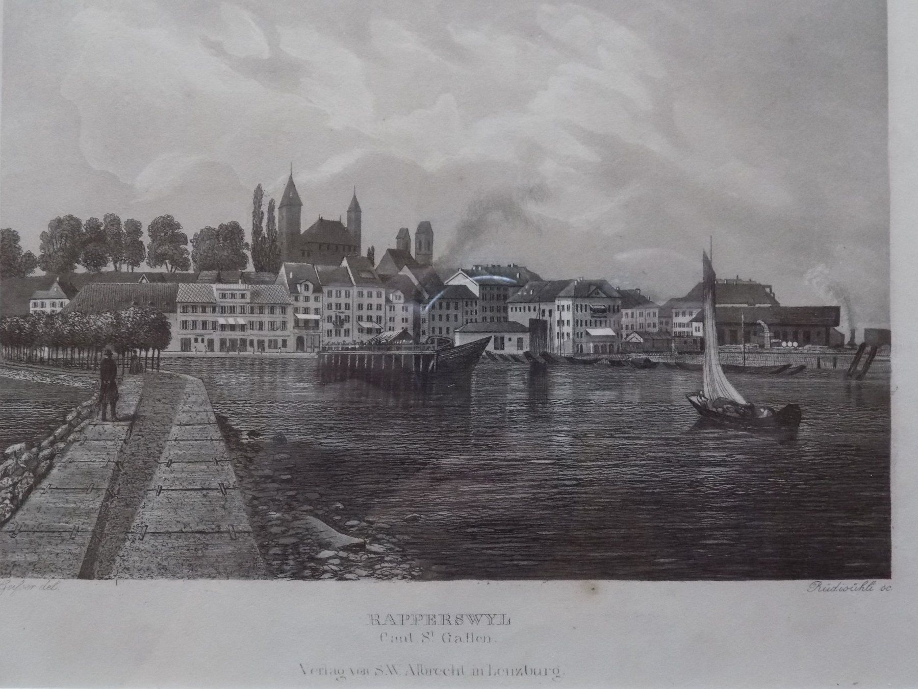 Incisioni: Rapperswil Aquatinta Goldrahmen – Usato da Risch venduto da Rischli15 1