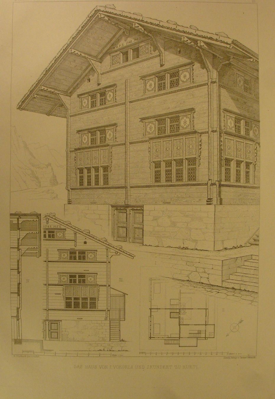 Schilder: RUETI, RÜTI, STAHLRADIERUNG 1886 – Gebraucht aus Grüningen von Kartensammler