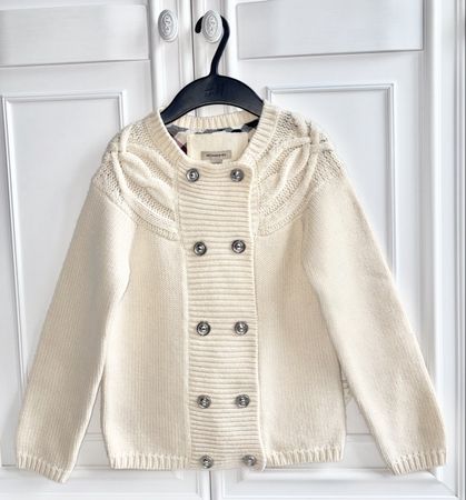 Burberry girls 100% Aran knit cardigan sweater 10 Y 140 NEW