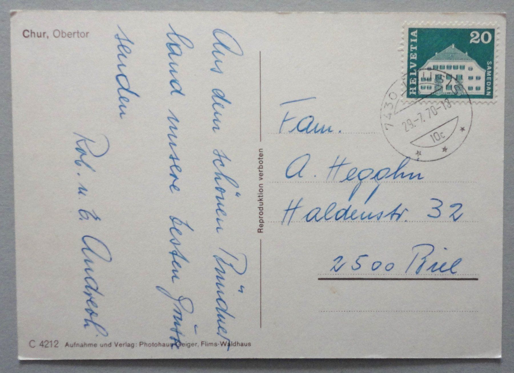Cartoline postali: Chur, Obertor – Usato da Fétigny venduto da Billy2miny 1