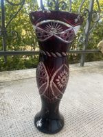 Böhmische rubinrote Kristallvase 🇨🇿, Vintage