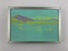 Miniatur Acrylbild Zugersee Landschaft gerahmt #2