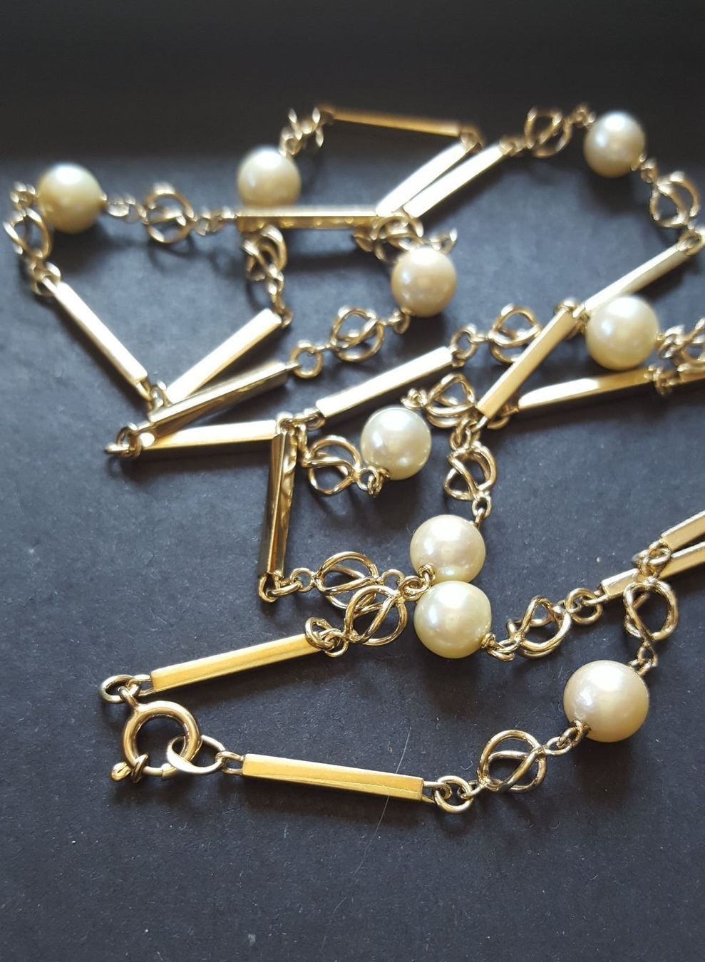 Catenine: Massiv Gold Kette mit Perlen – Usato da Wald ZH venduto da Dasilver 1