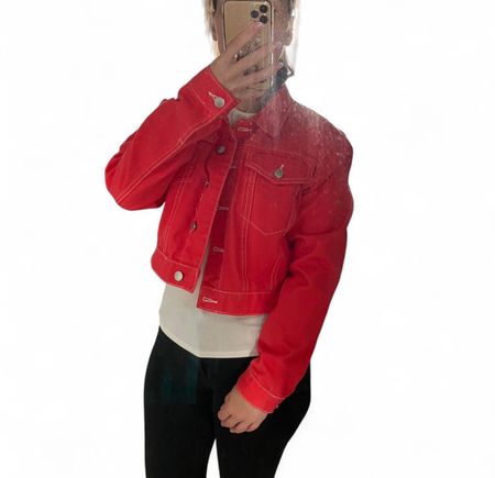 Rote Denim Jeansjacke
