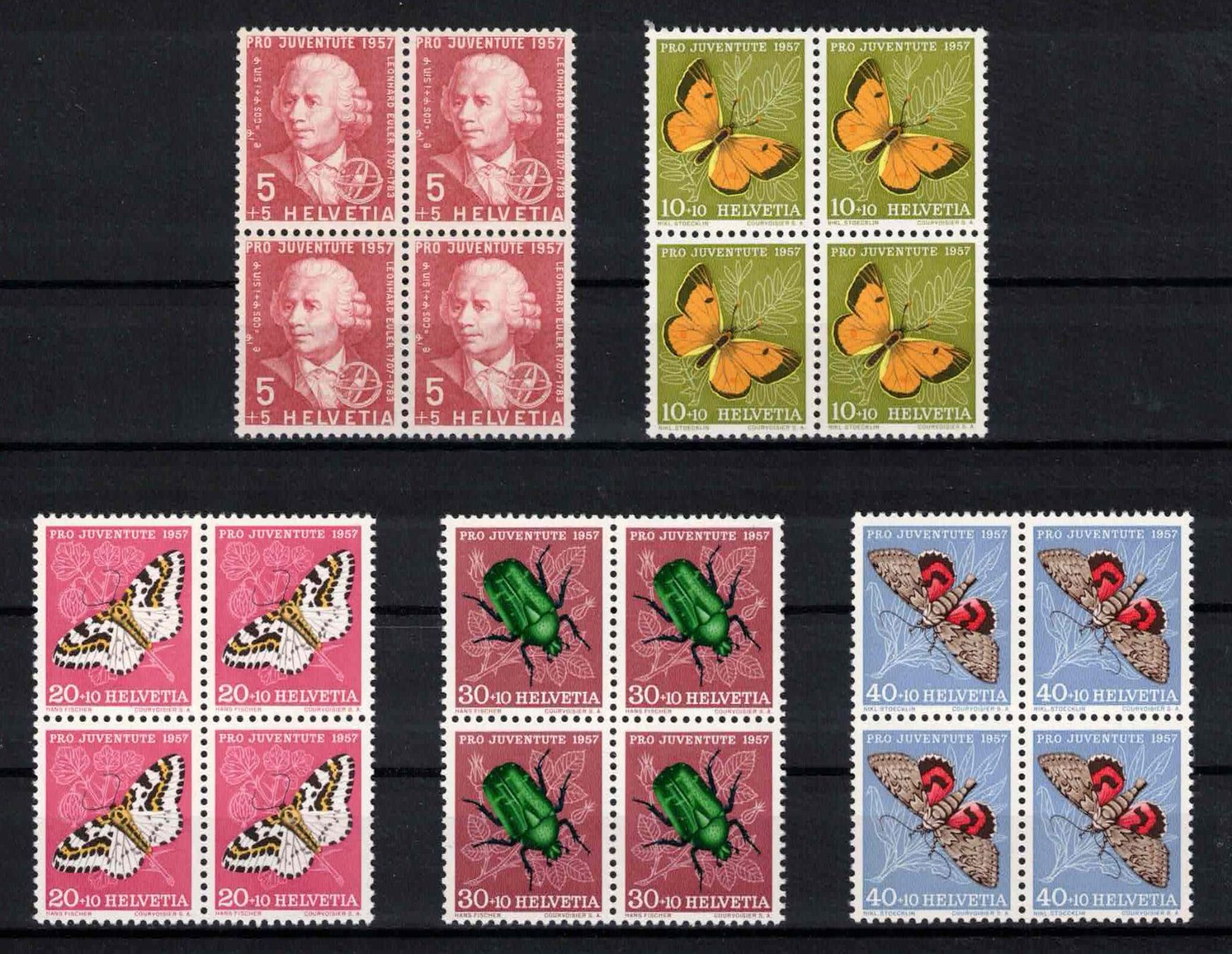 Tutti i francobolli: Pro Juventute 1957 im 4er-Block, postfrisch ** – Nuovo (secondo la descrizione) da Nuglar venduto da Stamp88