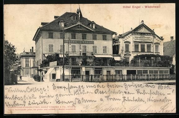 Ansichtskarten: AK Wädenswil, Hotel Engel, 1906 – Gebraucht aus Berlin von bartko-reher