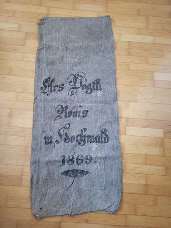 Historischer Leinen Getreidesack  Hochwald 1869 gebrauchter