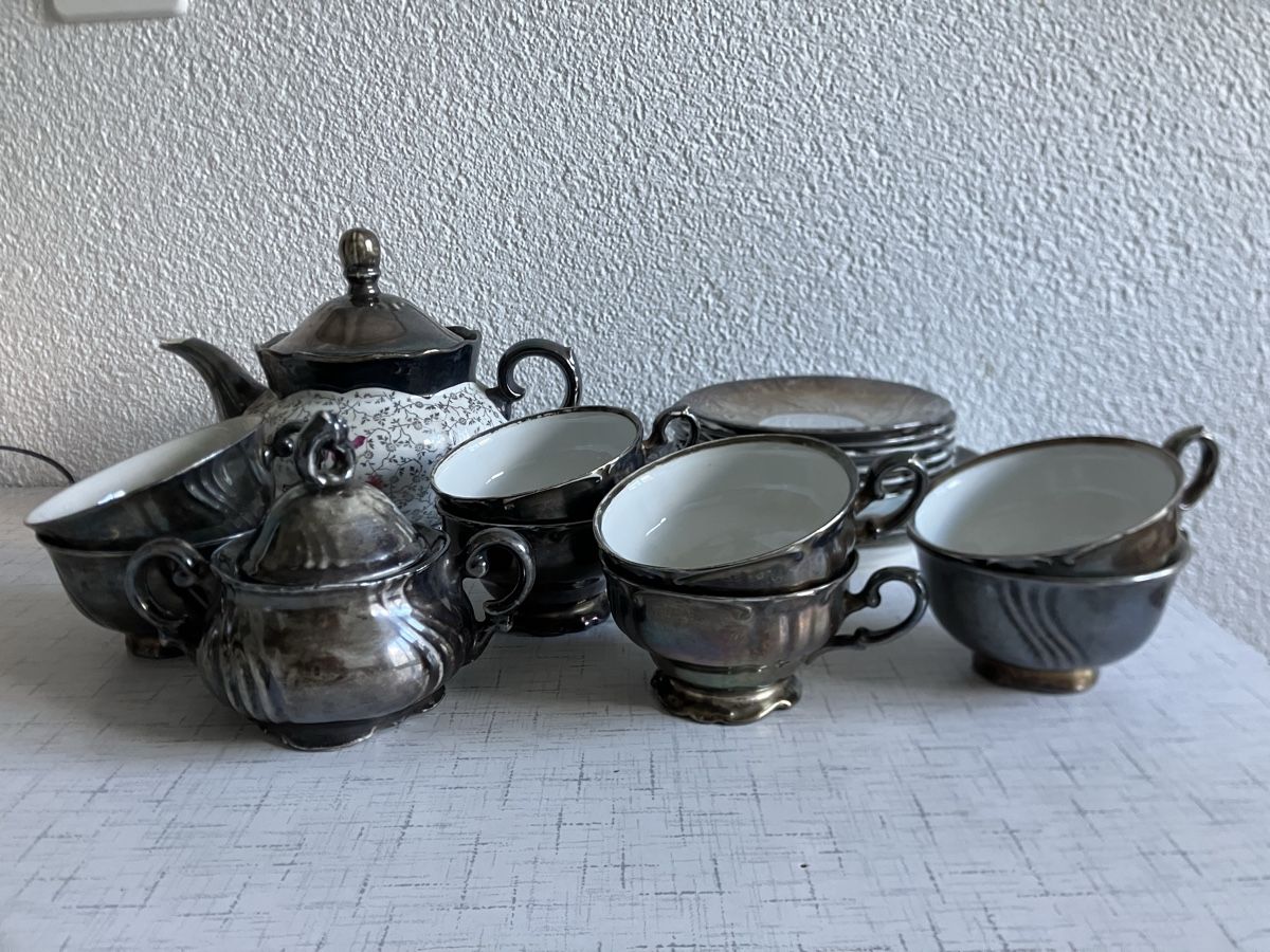 Seltmann Set di piatti: Teeservice versilbert Seltmann Weiden, Bavaria – Usato da Lyss venduto da Punktum01